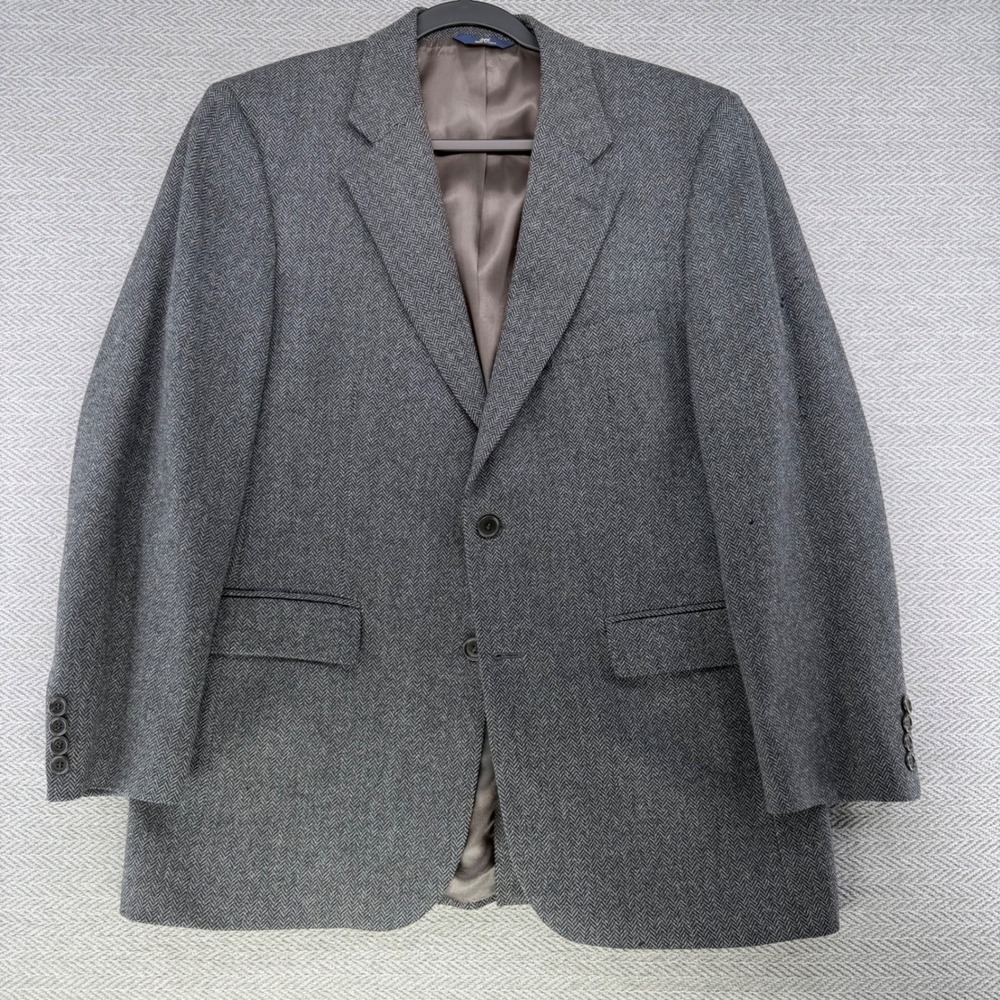 Brooks Brothers 346 Blazer 40 R Grey Lambswool Herringbone Sport Coat Jacket